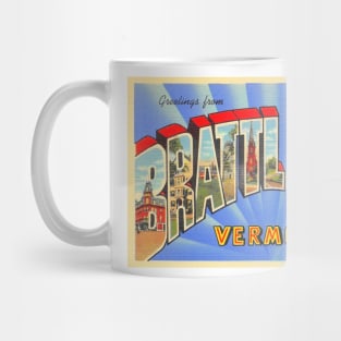 Greetings from Brattleboro Vermont - Vintage Large Letter Postcard Mug